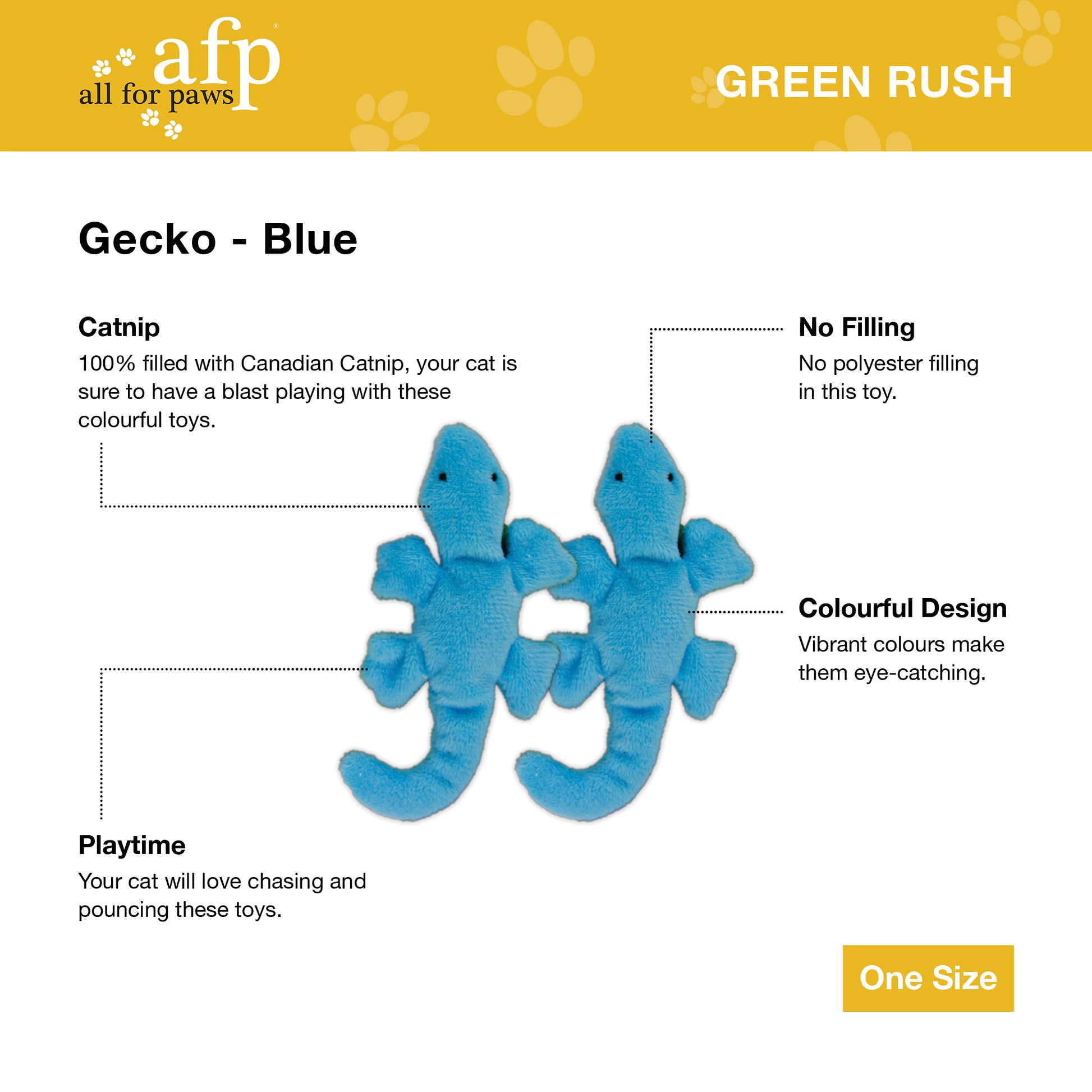 Gecko catnip toy (2 per pack) - My Pet Store