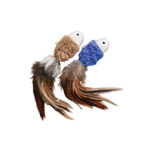 Natural Crinkle Fish Plush Toy with Feathers - My Pet Store