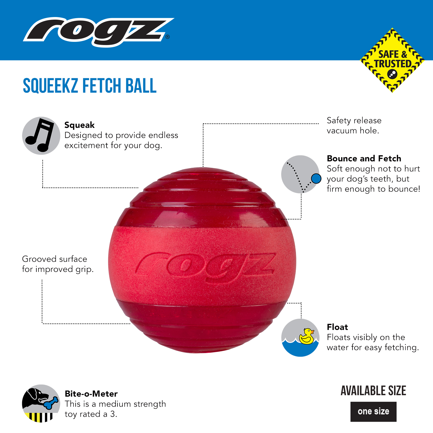 Rogz Squeekz Fetch Ball - Image 7