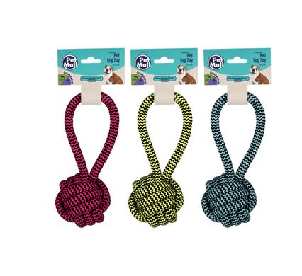 Ball on rope tug toy