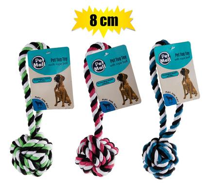 Knotted rope tug toy